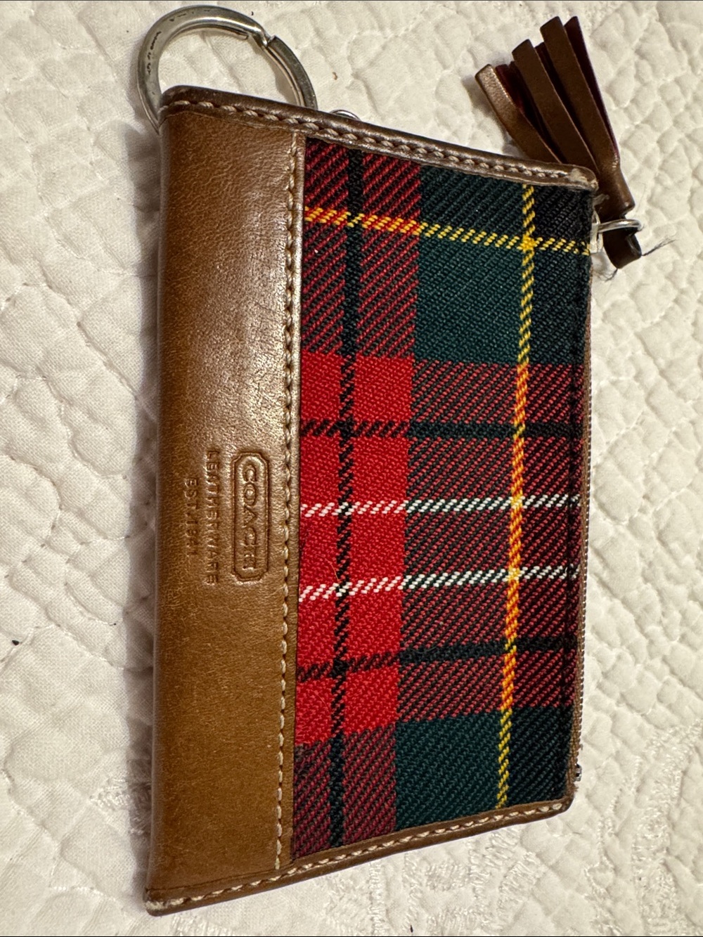 Vintage Coach Holiday Tartan plaid leather coin purse